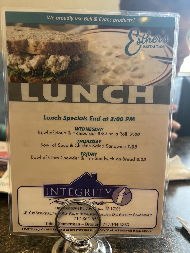 Esther's Restaurant Menu - Image 3