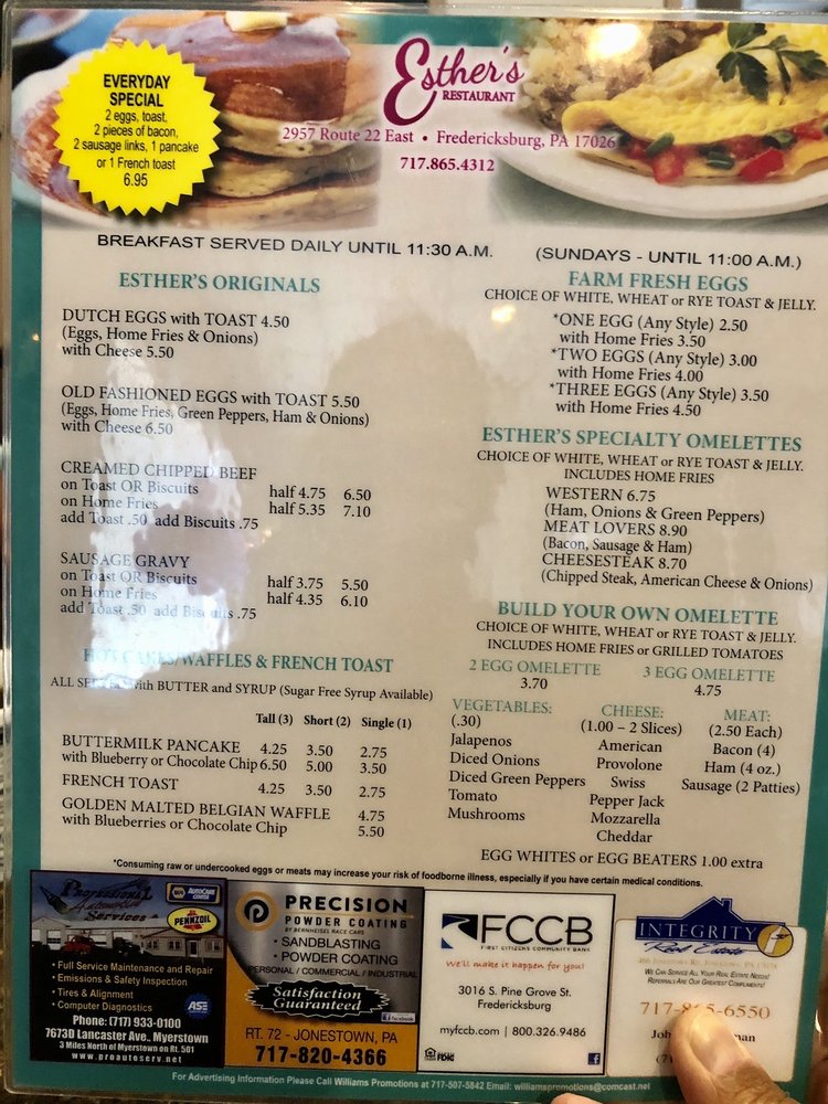 Esther's Restaurant Menu - Image 5
